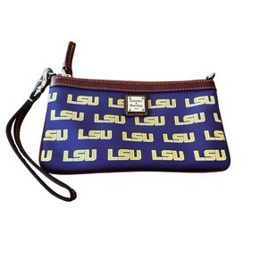 Dooney & Bourke LSU Tigers Wristlet Clutch Purple Coated Cotton NCAA Preloved